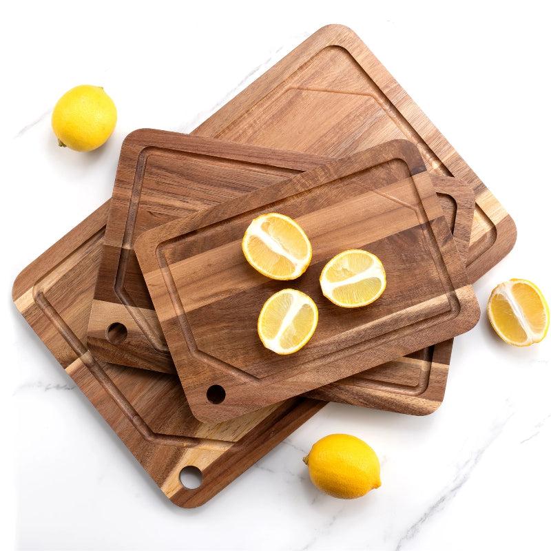 Acacia Wood Cutting Board Set with Stand Design