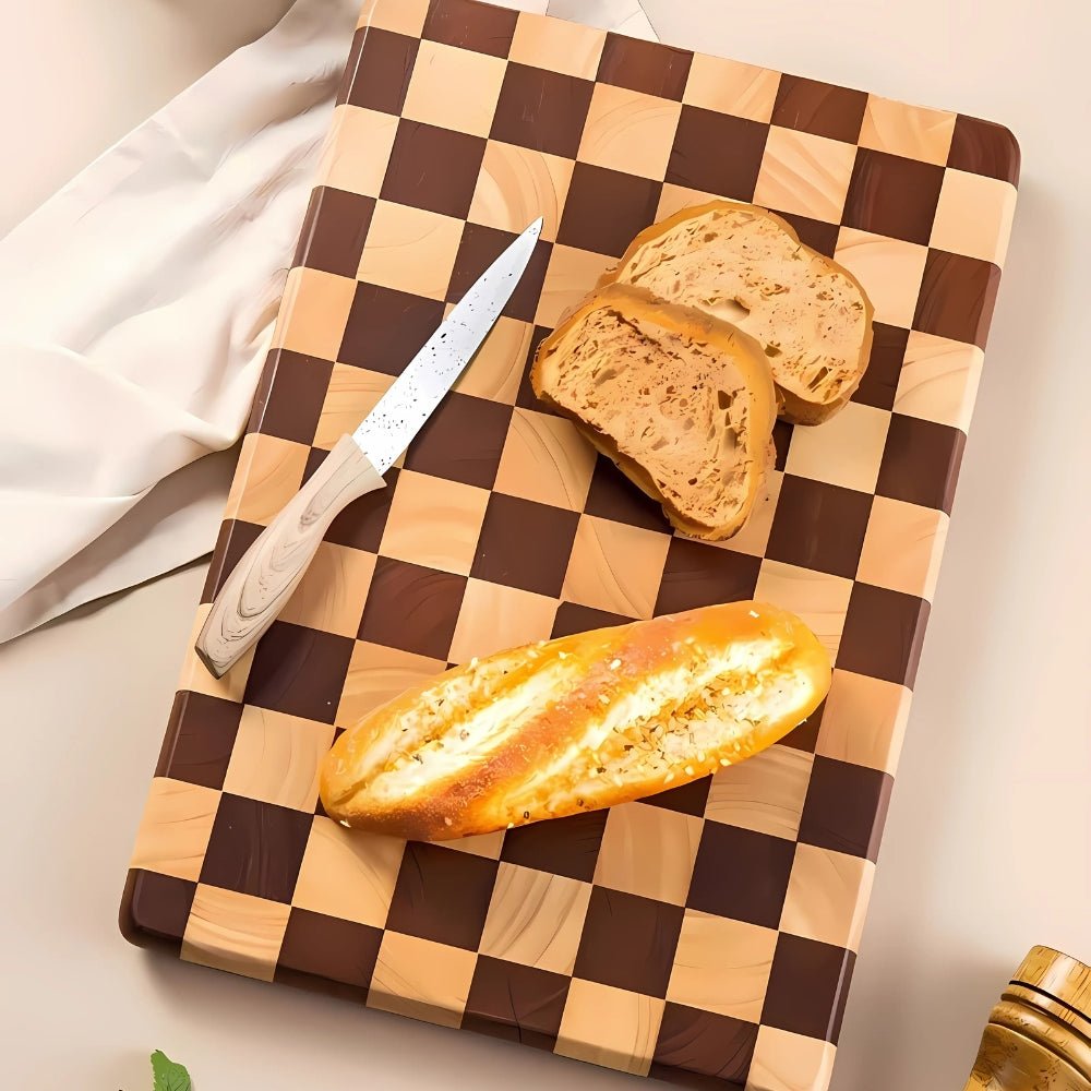Acacia Wood Cutting Board with Checker Pattern