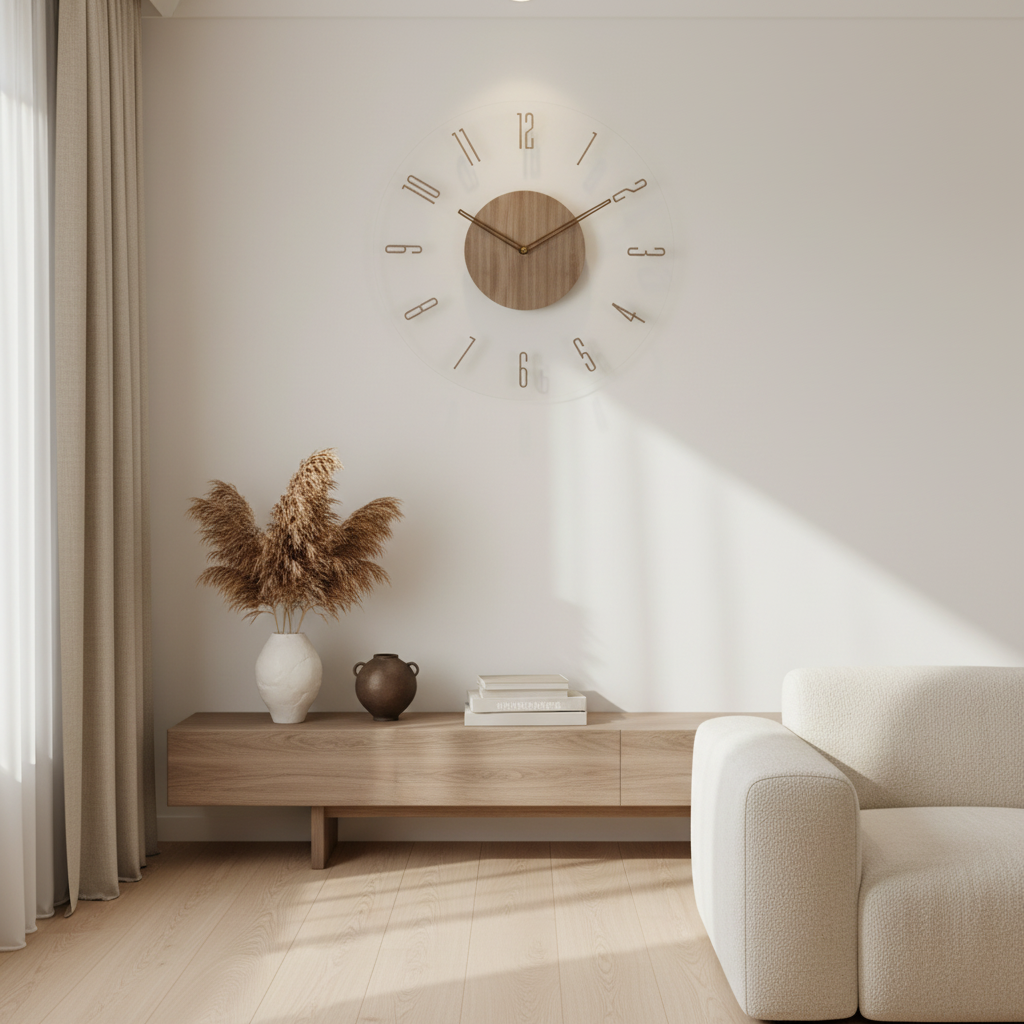 Acrylic Wood Wall Clock with Minimalist Design