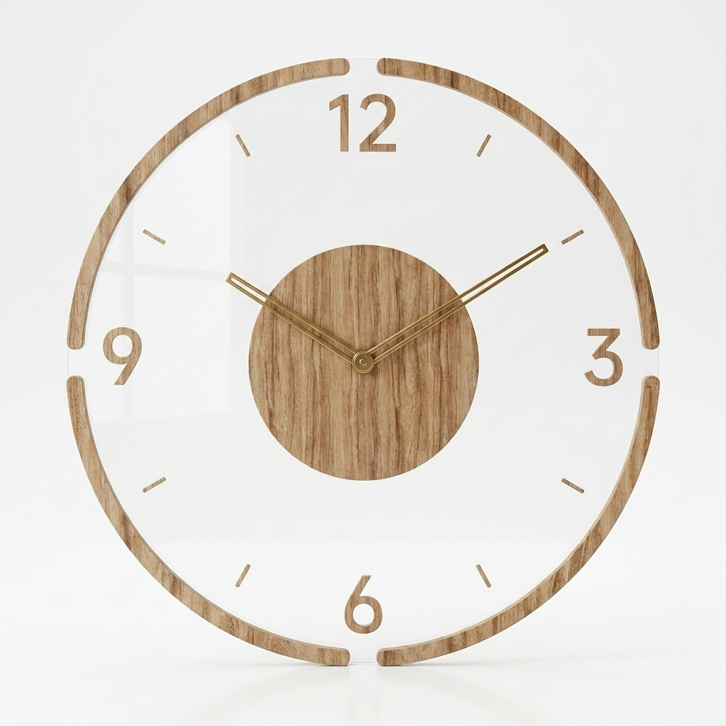 Acrylic Wood Wall Clock with Minimalist Design