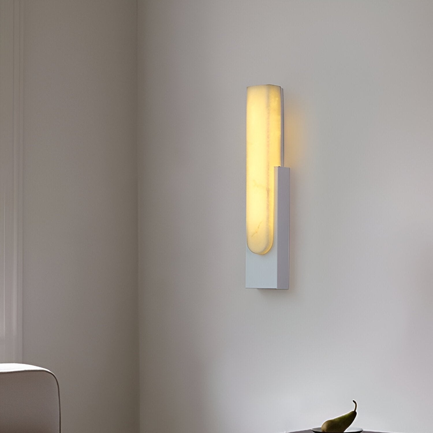 Alabaster Wall Light with Modern Brass Frame
