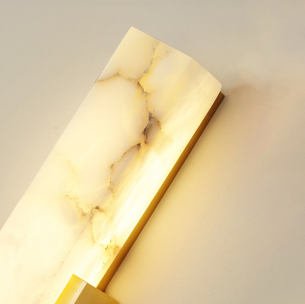 Alabaster Wall Light with Modern Brass Frame