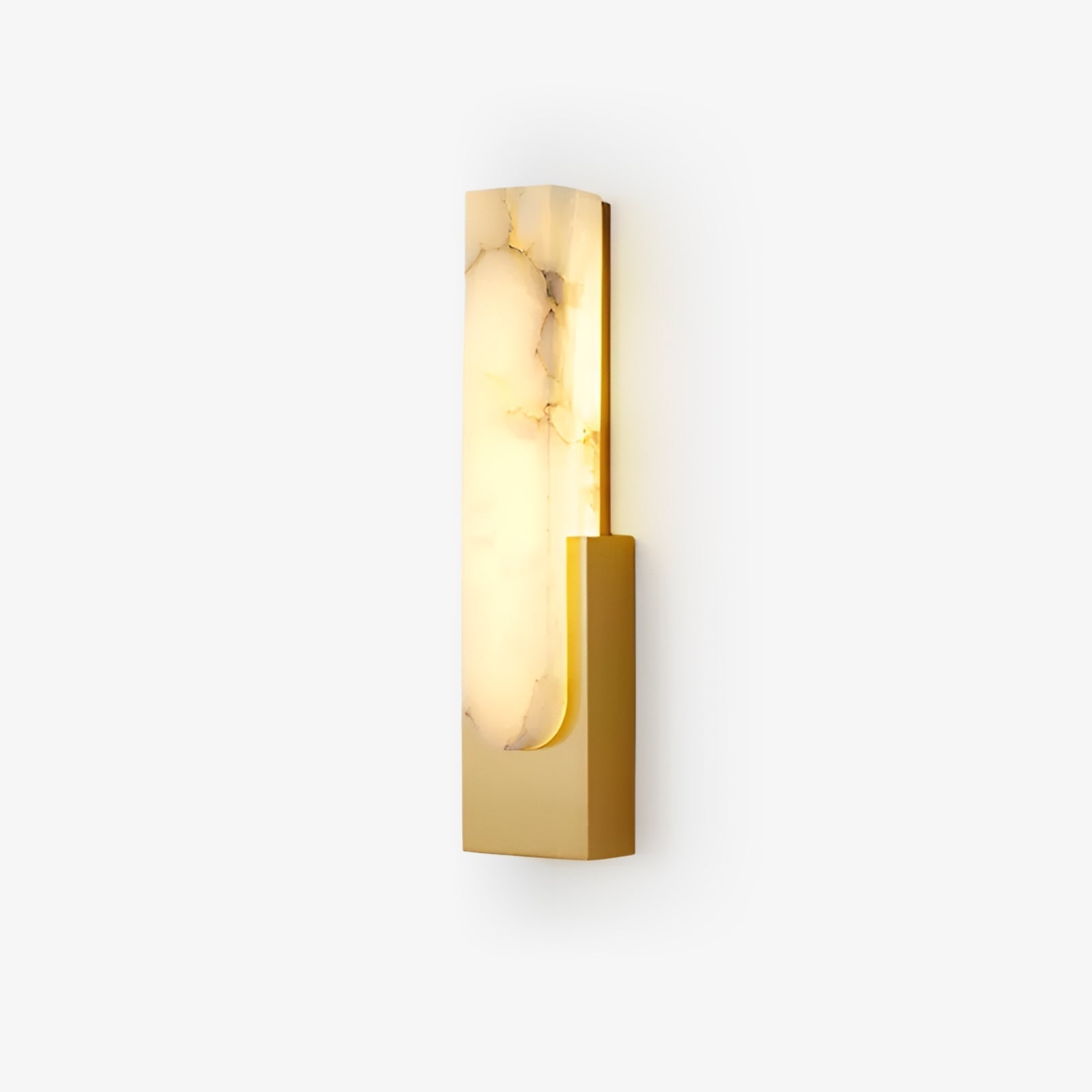 Alabaster Wall Light with Modern Brass Frame