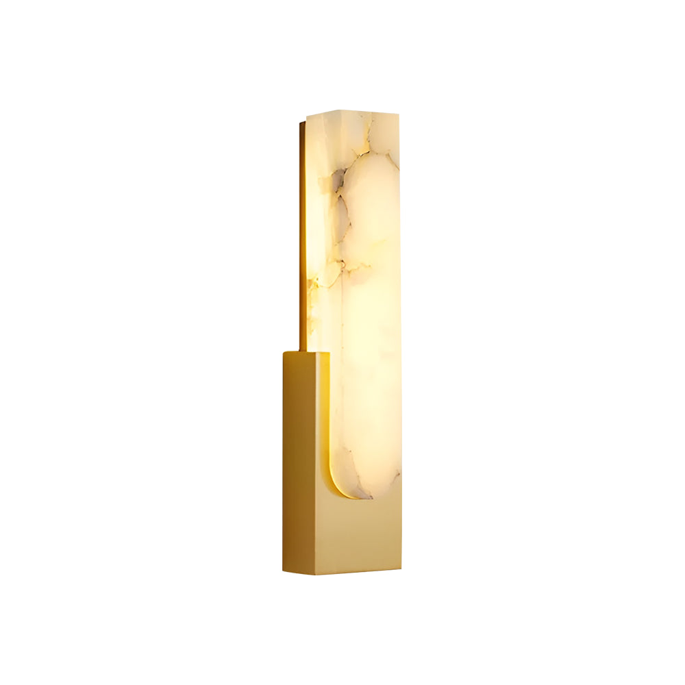 Alabaster Wall Light with Modern Brass Frame