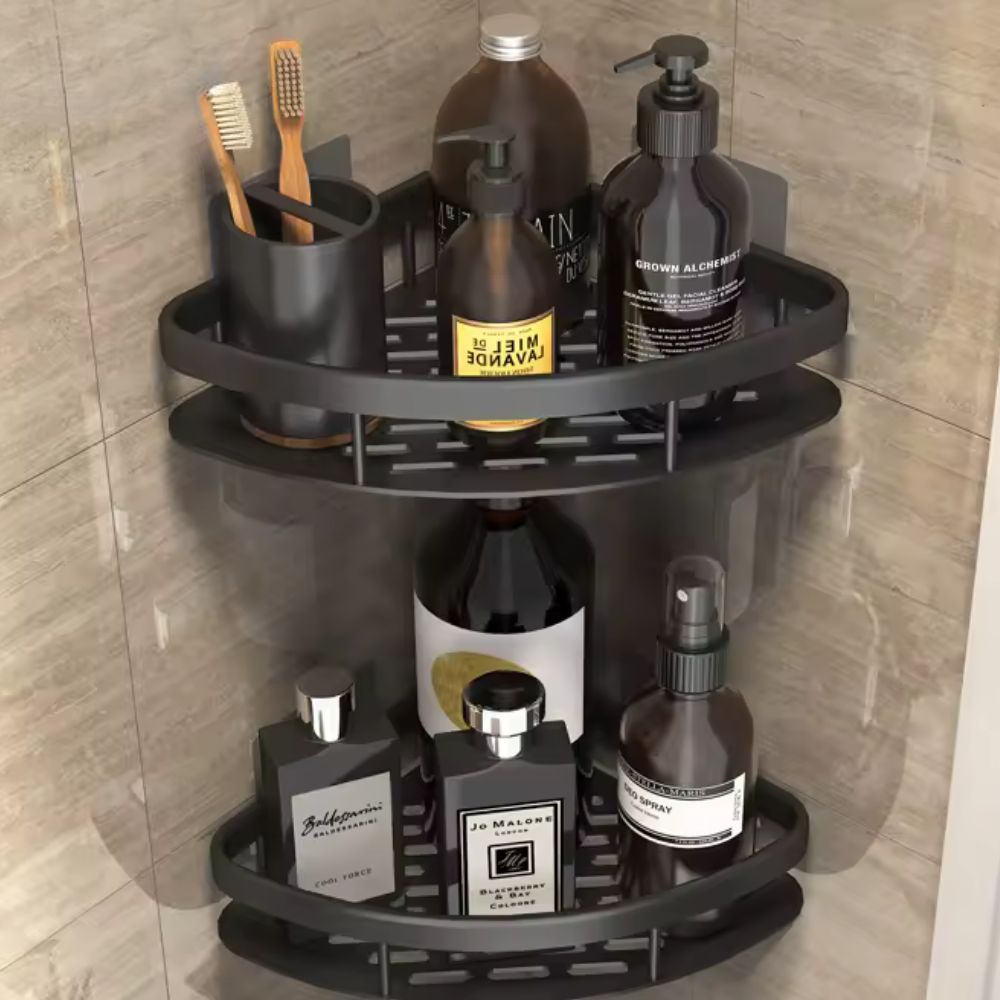 Aluminum Shower Bathroom Accessories Caddy with Corner Storage Design