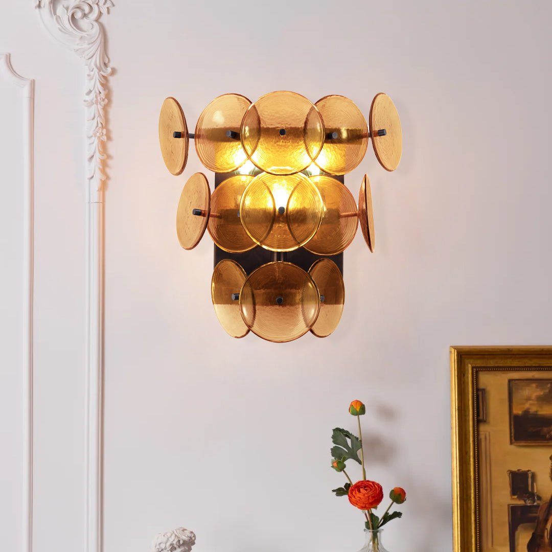 Amber Glass Disc Wall Sconce