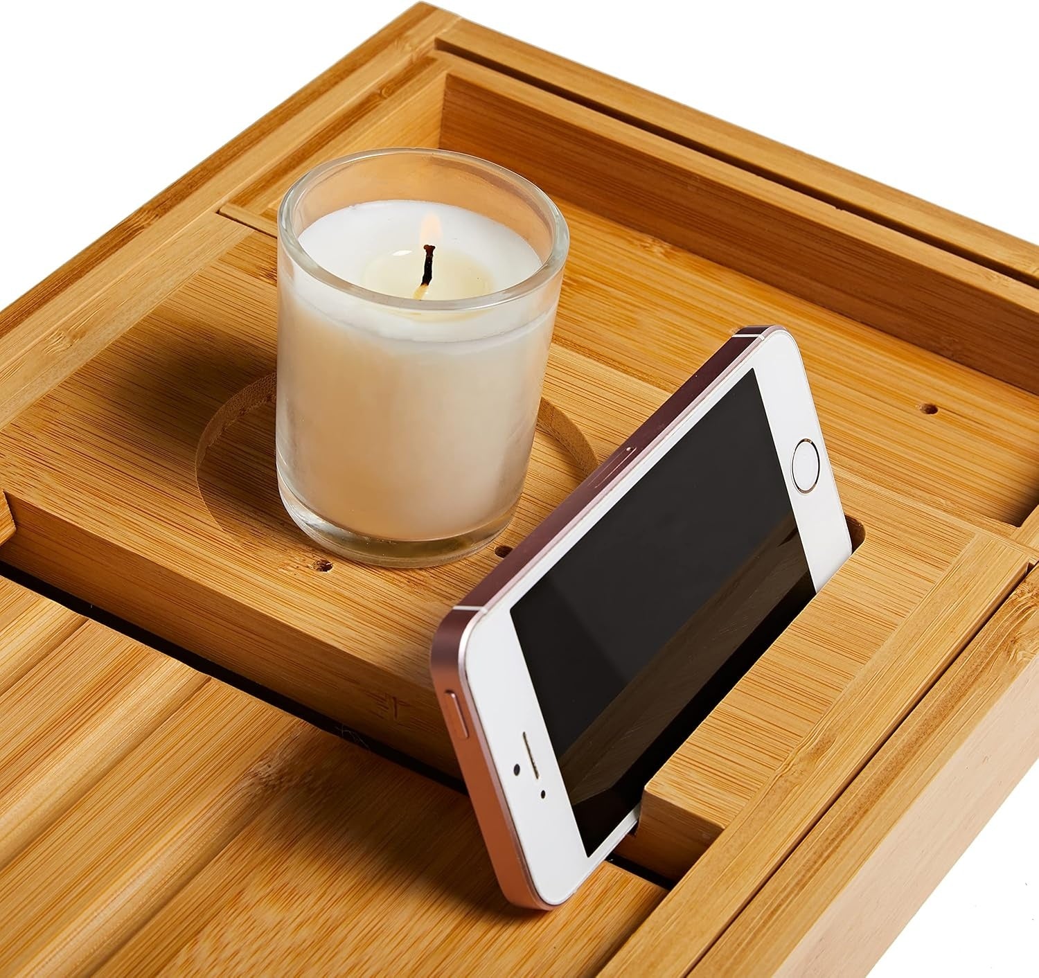 Bamboo Bath Caddy Bathroom Accessories with Expandable Tray Design