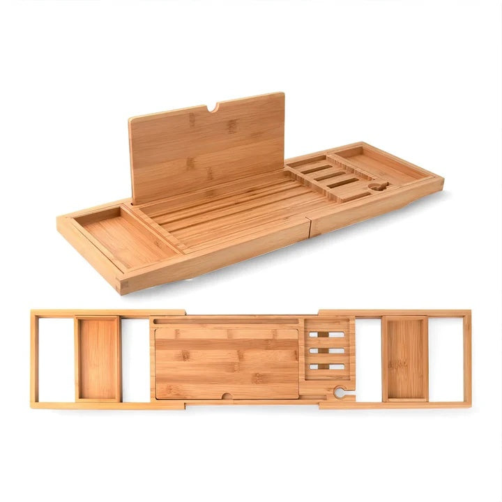 Bamboo Bath Caddy Bathroom Accessories with Expandable Tray Design