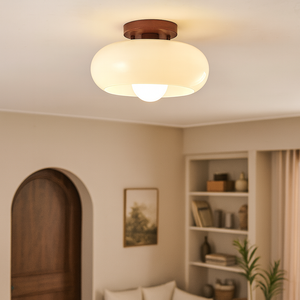 Bauhaus Glass Ceiling Light with Flush Mount Design