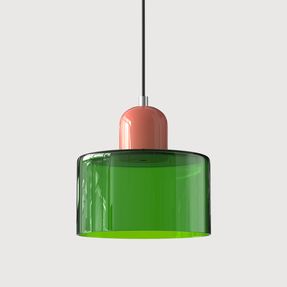 Bauhaus Glass Pendant Light with Colored Shade