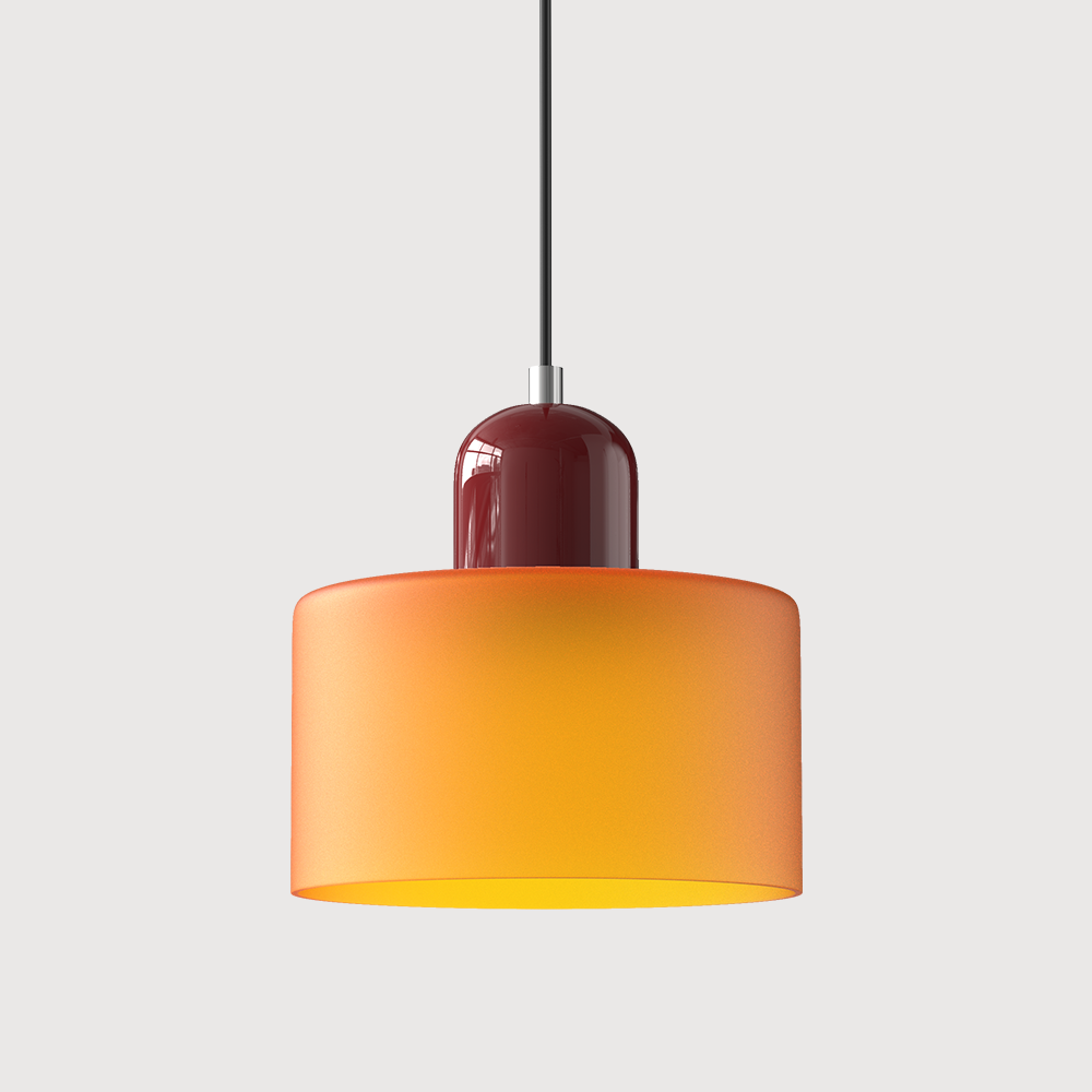 Bauhaus Glass Pendant Light with Colored Shade