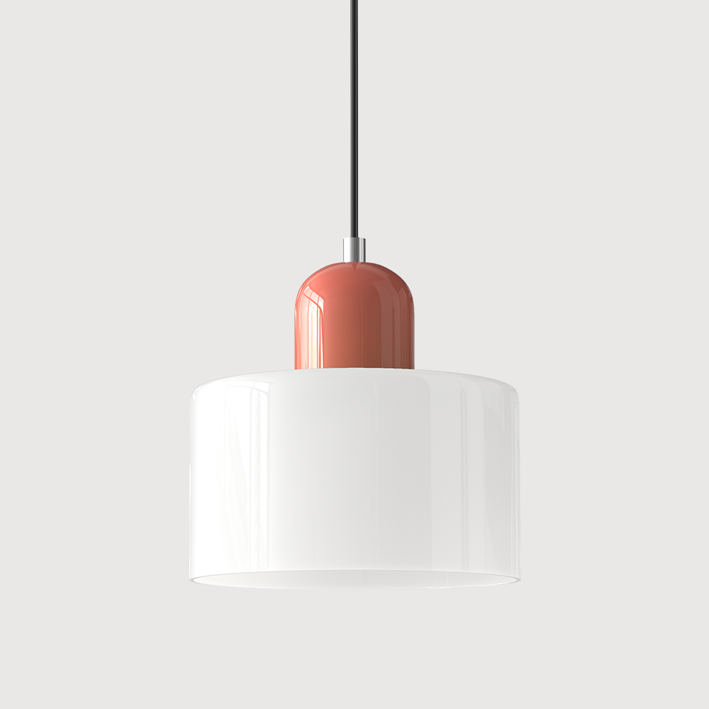 Bauhaus Glass Pendant Light with Colored Shade