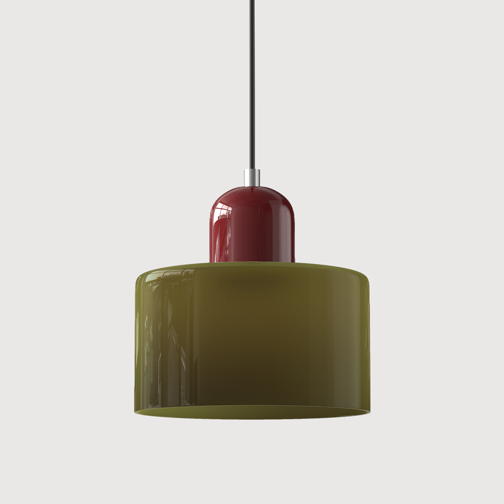 Bauhaus Glass Pendant Light with Colored Shade