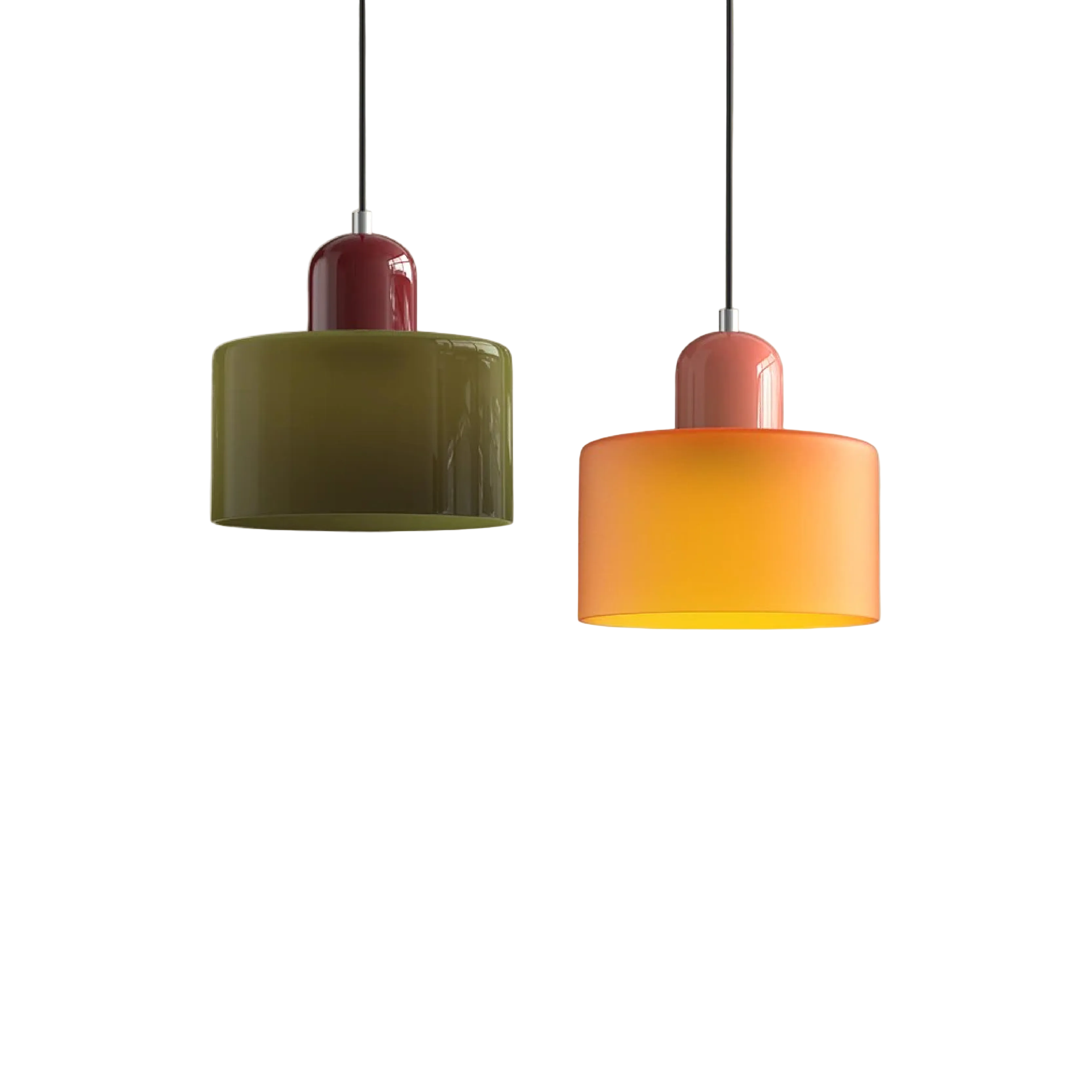 Bauhaus Glass Pendant Light with Colored Shade