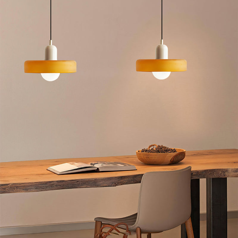 Bauhaus Glass Pendant Light with Ring Shade