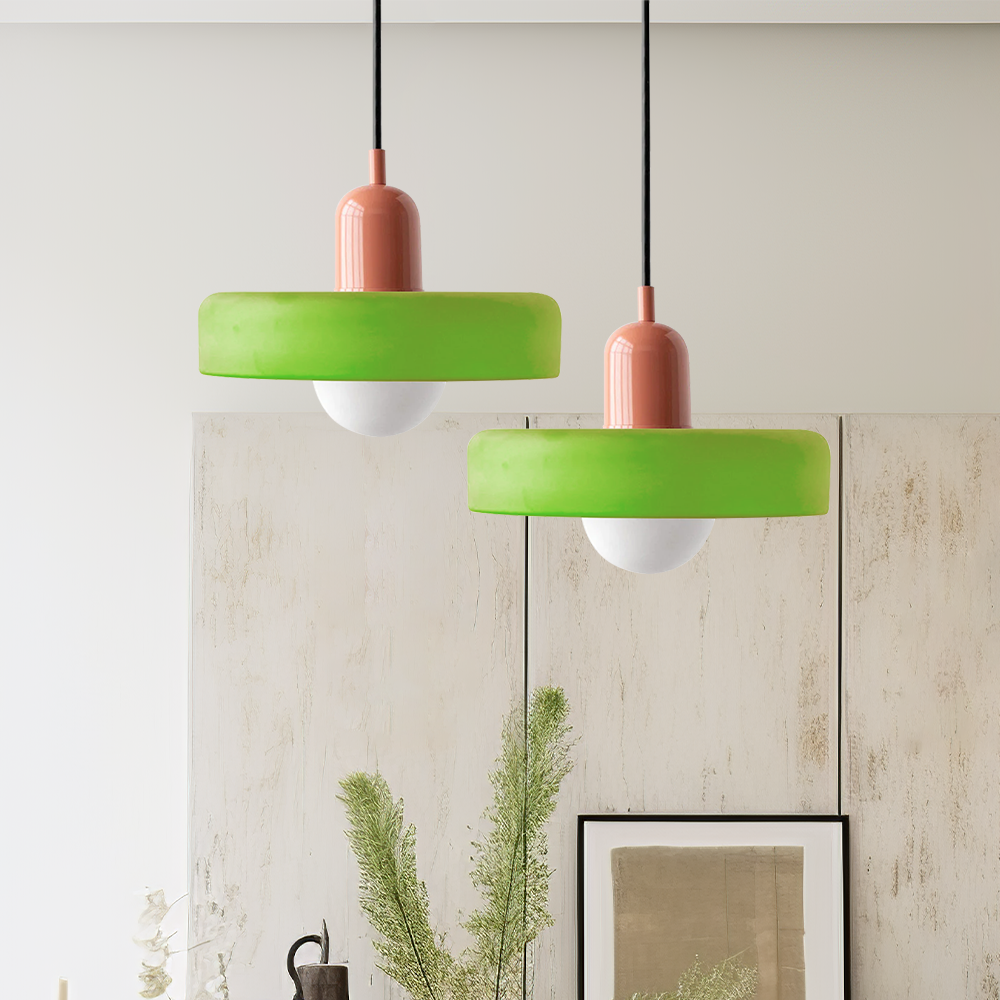 Bauhaus Glass Pendant Light with Ring Shade