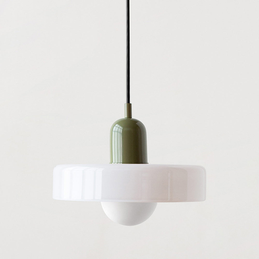 Bauhaus Glass Pendant Light with Ring Shade