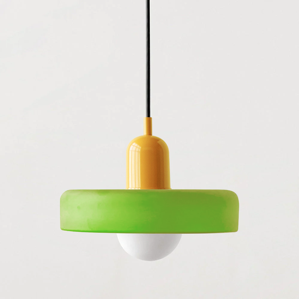 Bauhaus Glass Pendant Light with Ring Shade