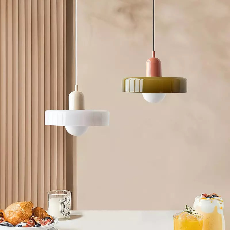 Bauhaus Glass Pendant Light with Ring Shade