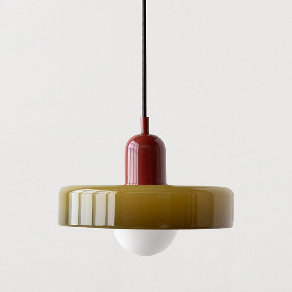 Bauhaus Glass Pendant Light with Ring Shade