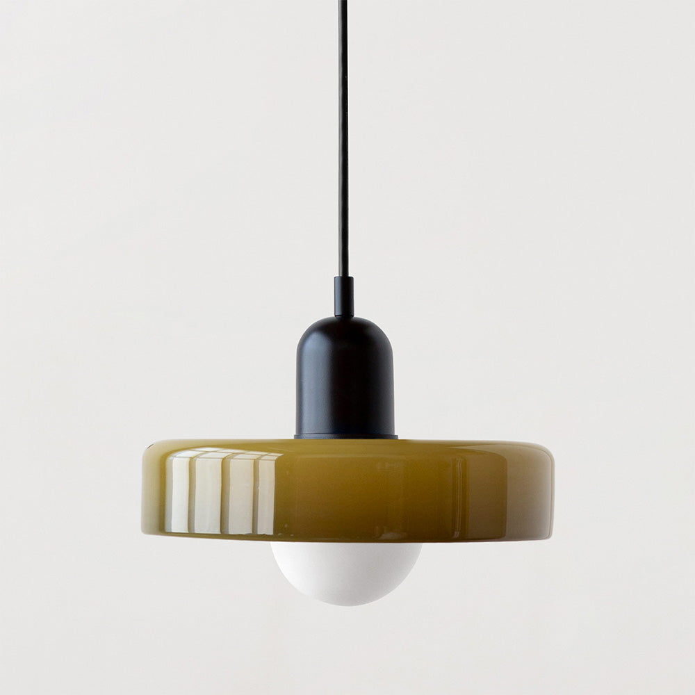 Bauhaus Glass Pendant Light with Ring Shade