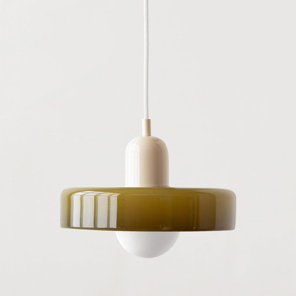 Bauhaus Glass Pendant Light with Ring Shade