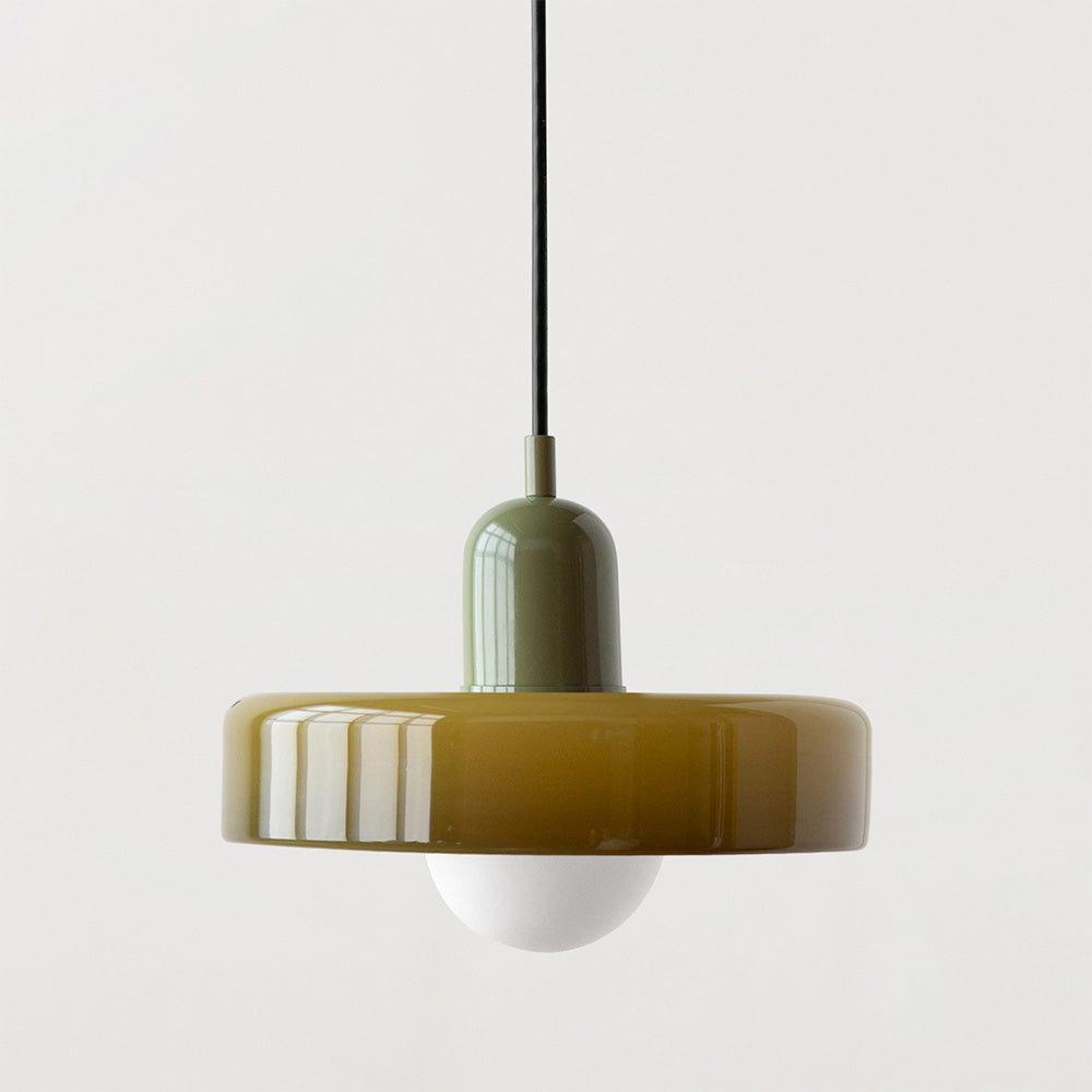 Bauhaus Glass Pendant Light with Ring Shade