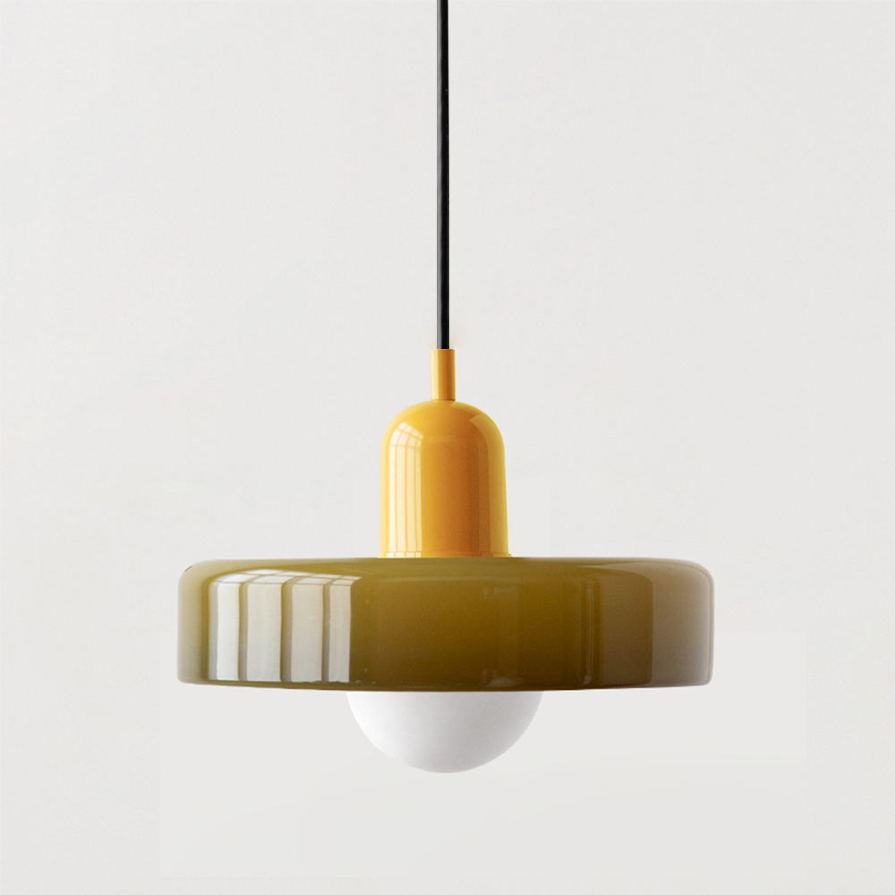 Bauhaus Glass Pendant Light with Ring Shade