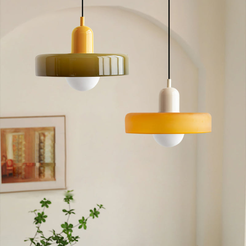 Bauhaus Glass Pendant Light with Ring Shade