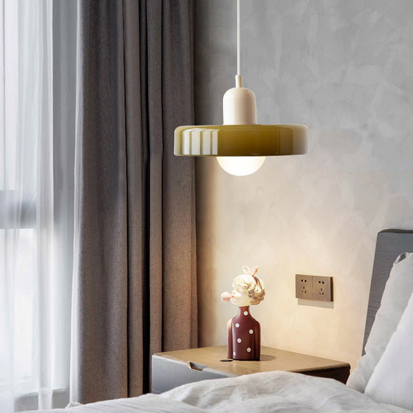Bauhaus Glass Pendant Light with Ring Shade