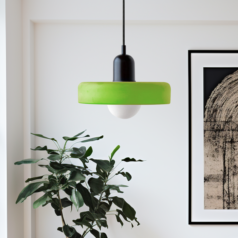 Bauhaus Glass Pendant Light with Ring Shade