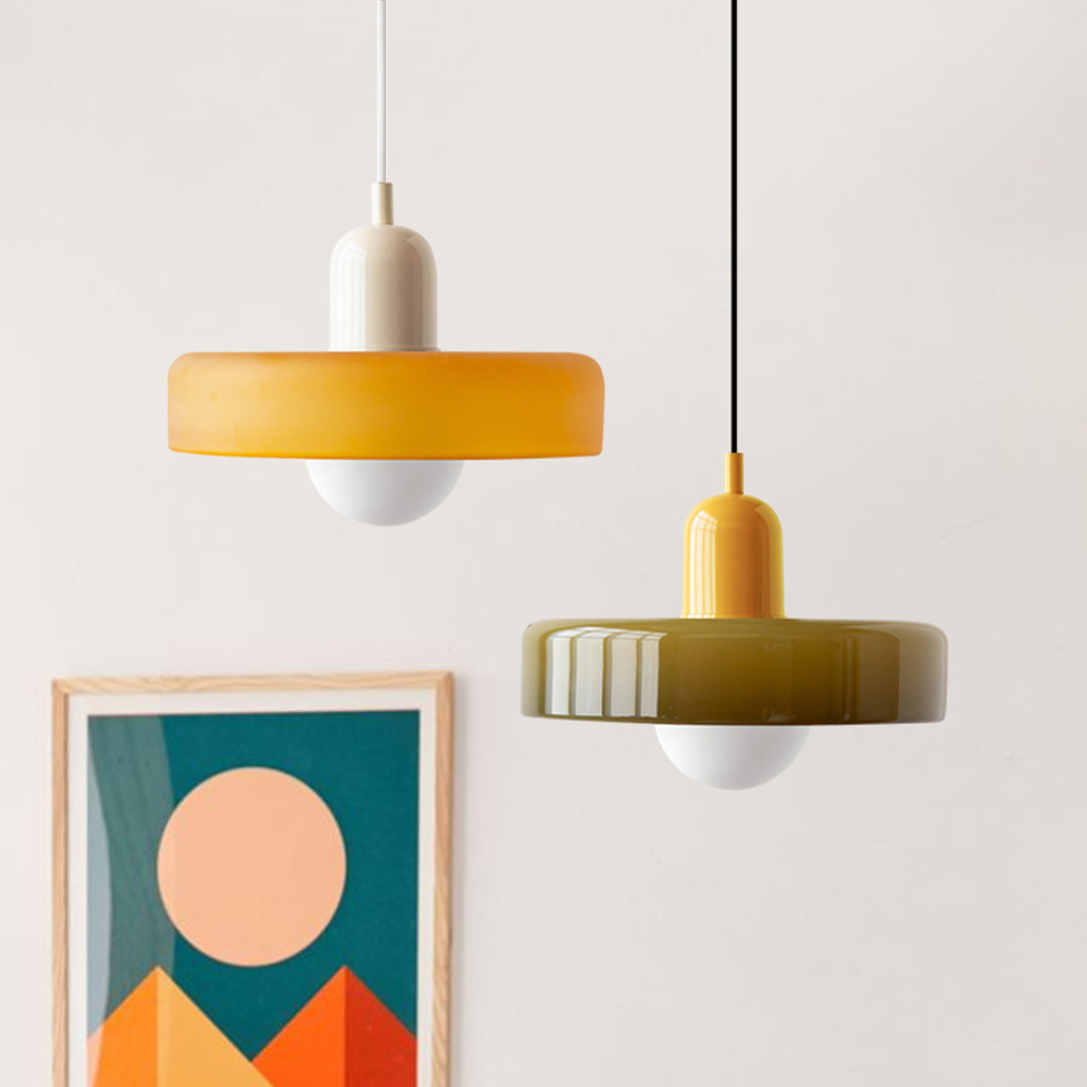 Bauhaus Glass Pendant Light with Ring Shade