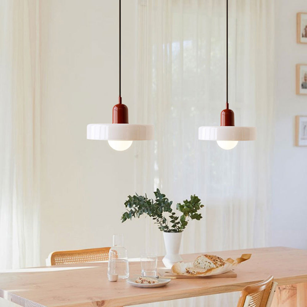 Bauhaus Glass Pendant Light with Ring Shade