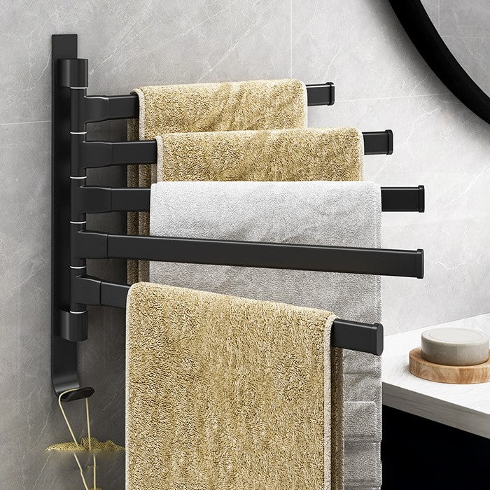 Black Towel Rack Bathroom Accessories with Multi Arm Swing Design