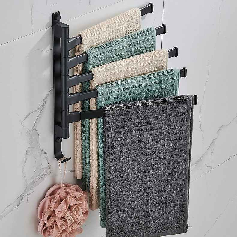 Black Towel Rack Bathroom Accessories with Multi Arm Swing Design