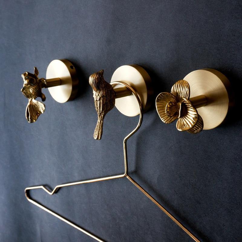 Brass Bird Wall Hook with Decorative Design