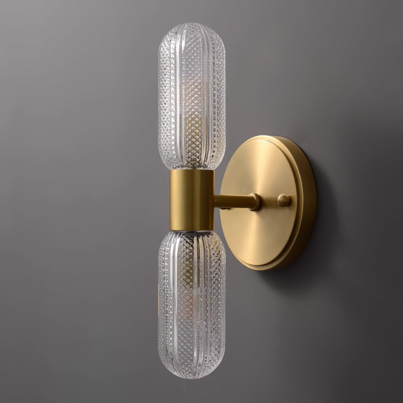Brass Double Glass Wall Sconce
