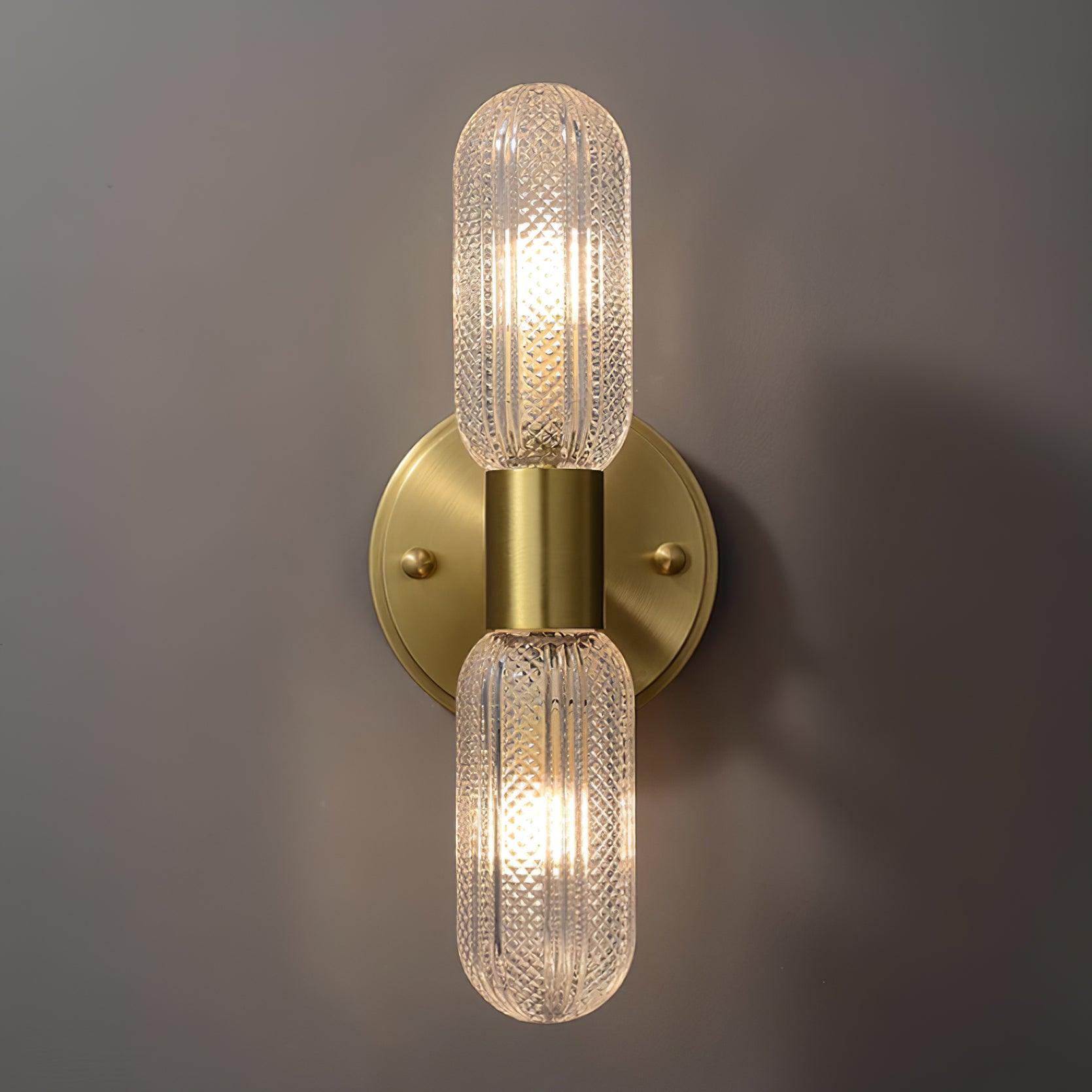 Brass Double Glass Wall Sconce