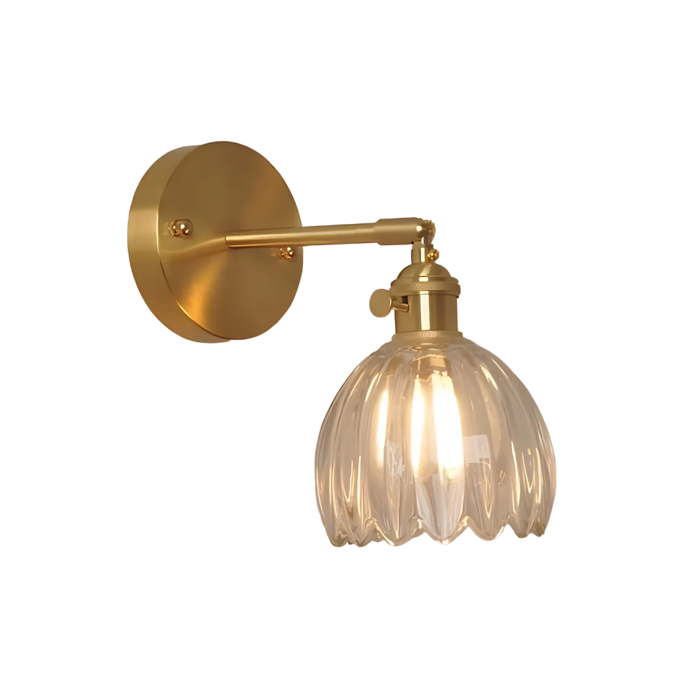 Brass Glass Wall Sconce with Tulip Shade