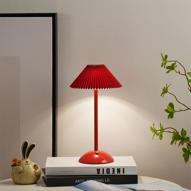 Brass Pleated Table Lamp with Fabric Shade