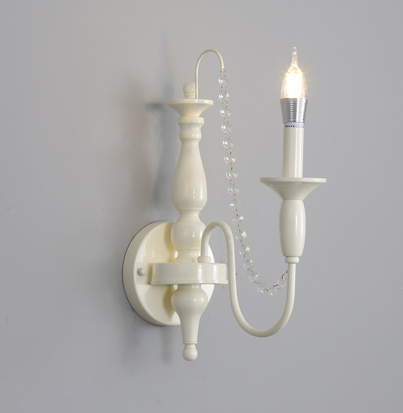 Classic Candle Wall Light with Crystal Accent