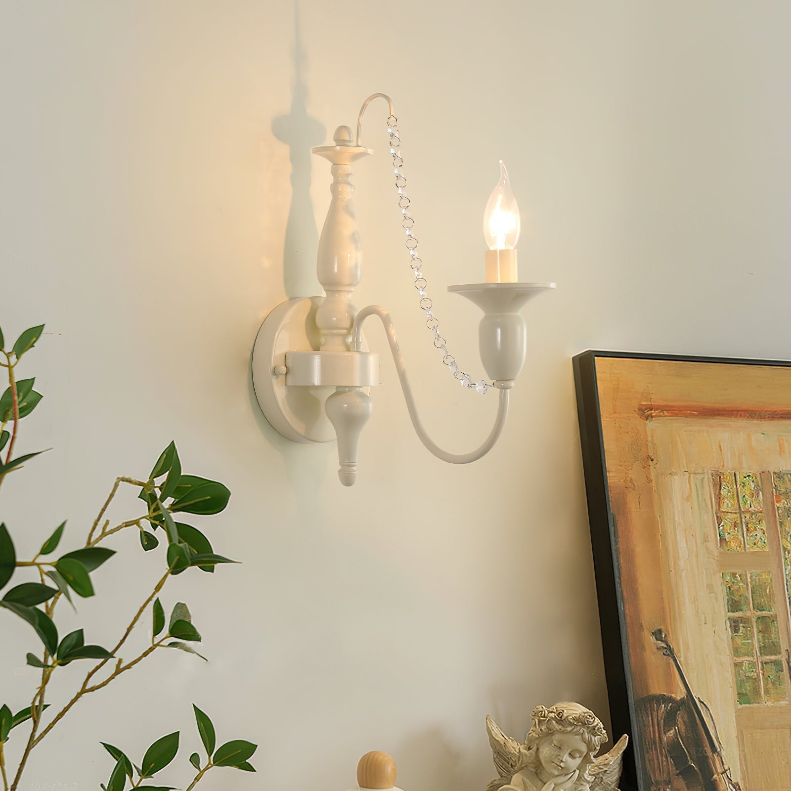 Classic Candle Wall Light with Crystal Accent