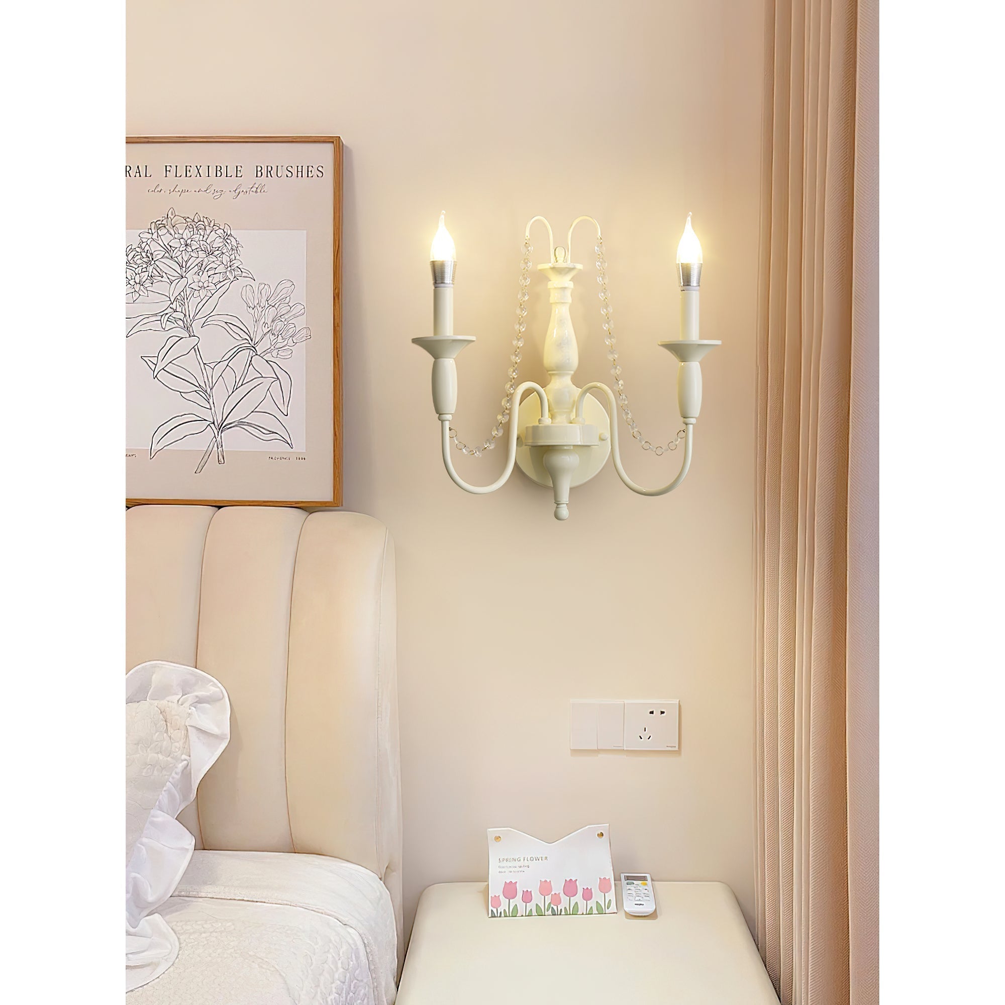 Classic Candle Wall Light with Crystal Accent
