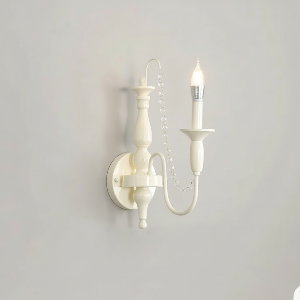 Classic Candle Wall Light with Crystal Accent