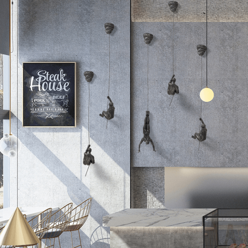 Climbing Man Wall Sculpture Set with Modern Design