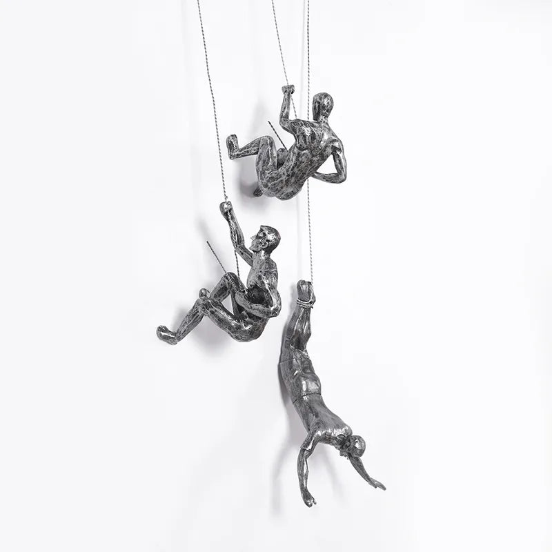 Climbing Man Wall Sculpture Set with Modern Design