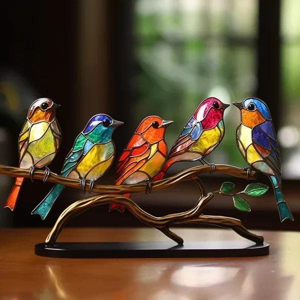 Colorful Glass Bird Statue with Artistic Design