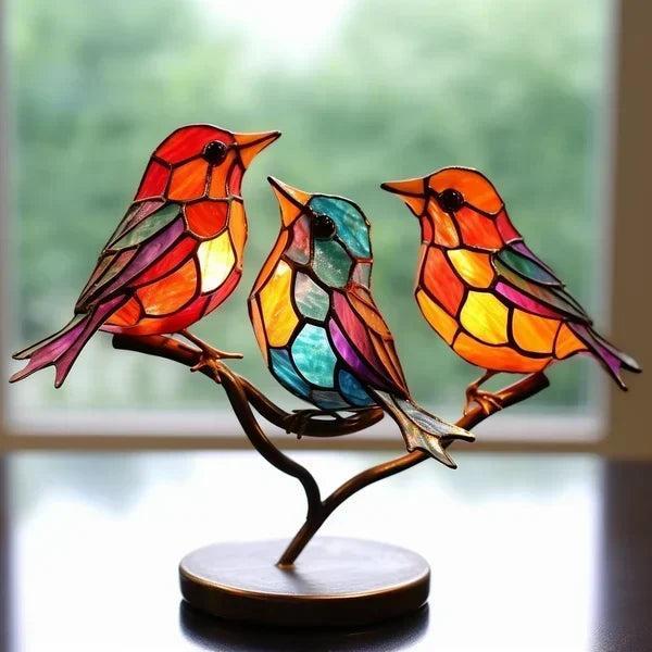 Colorful Glass Bird Statue with Artistic Design