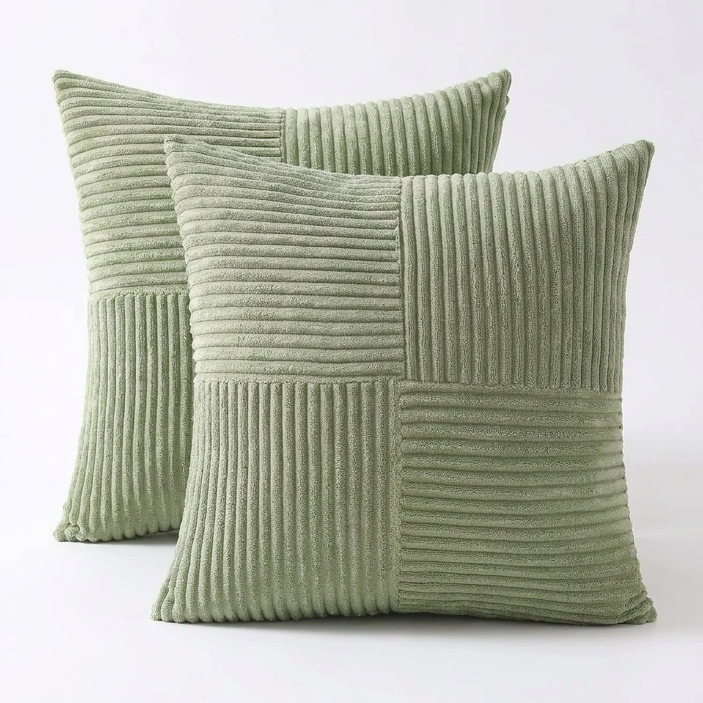 Corduroy Pillow Covers Set with Textured Design