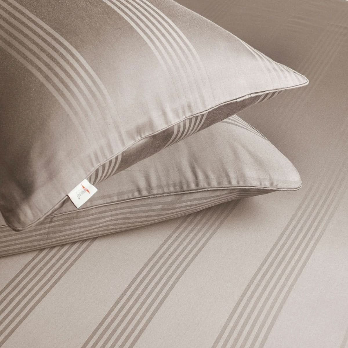 Cotton Pillow Covers with Striped Hotel Style Design